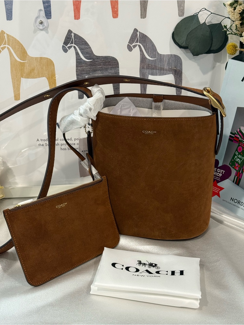 Coach Bleecker Bucket Bag 21 and Clutch, Suede CCW84